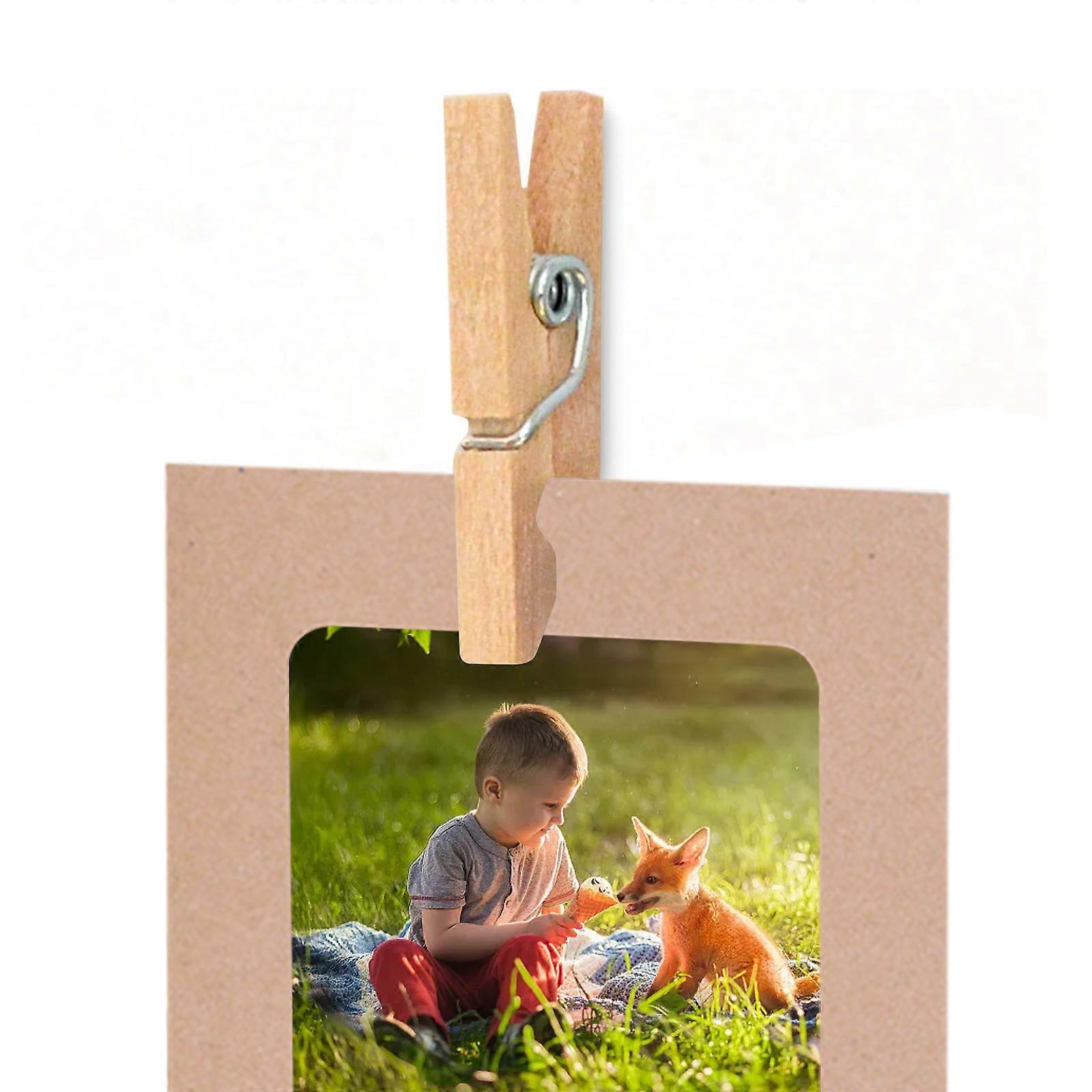 20pcs bricolage créatif papier suspendu Porte-album photo avec petites pinces et corde de chanvre