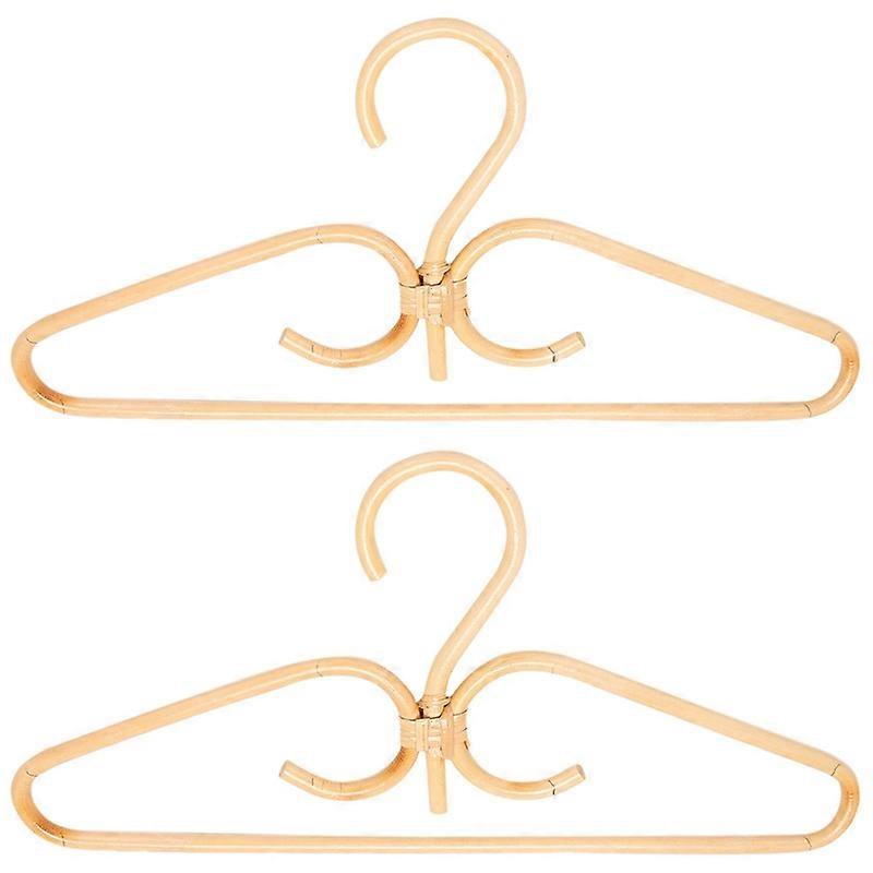 Rattan Clothes Hanger Natural Rattan Hand-Woven 3 Hook Hanger 40x20cm