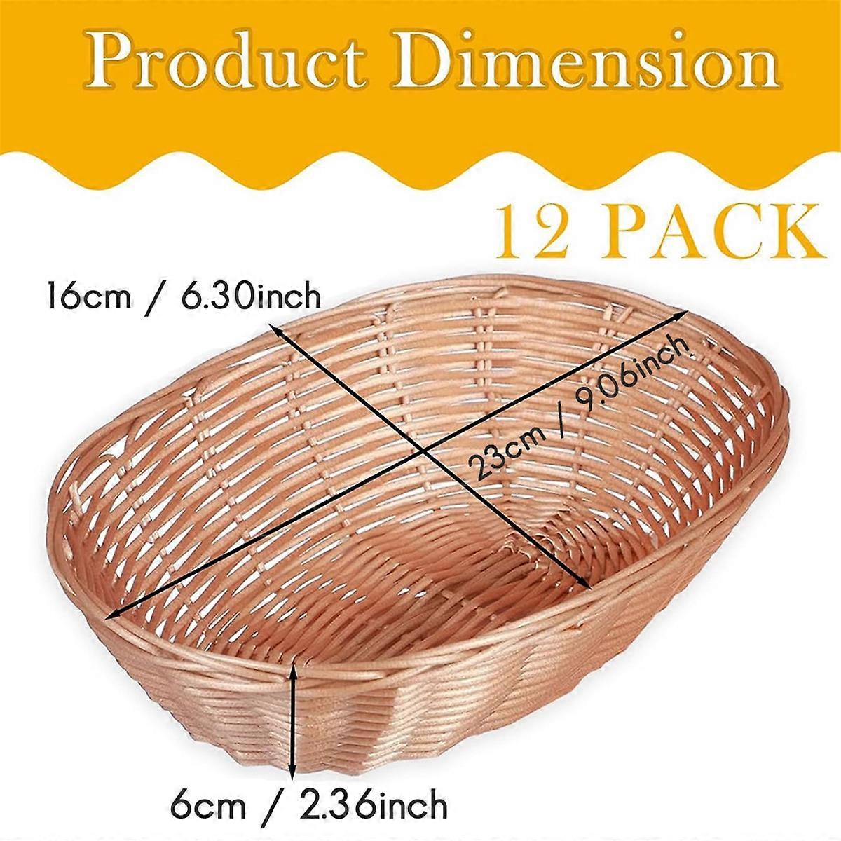 12 Pack Plastic Oval Basket, Empty Bread Basket Food Storage Basket Bulk,Plastic Wicker Baskets Bin 