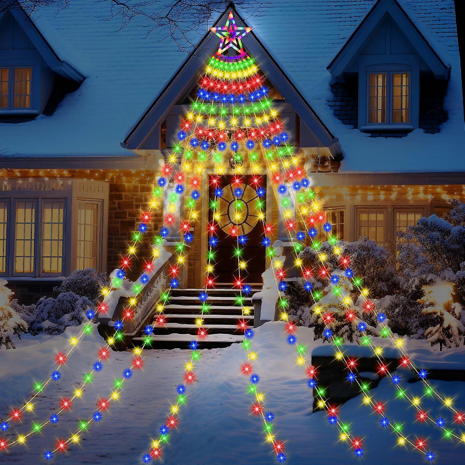 "Star String Lights for Outdoor Christmas Decorations, 350 LED Water Resistant 12.6ft Waterfall Lights with 8 Modes and Timer"