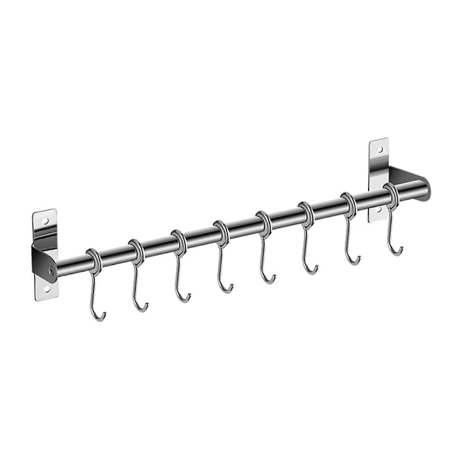 yaoqijie Wall Mounted Utensil Rack Stainless Steel Hanging Kitchen Rail with 6/8/10 Removable Hooks Hanger Organizer Lasting (Color : 2)