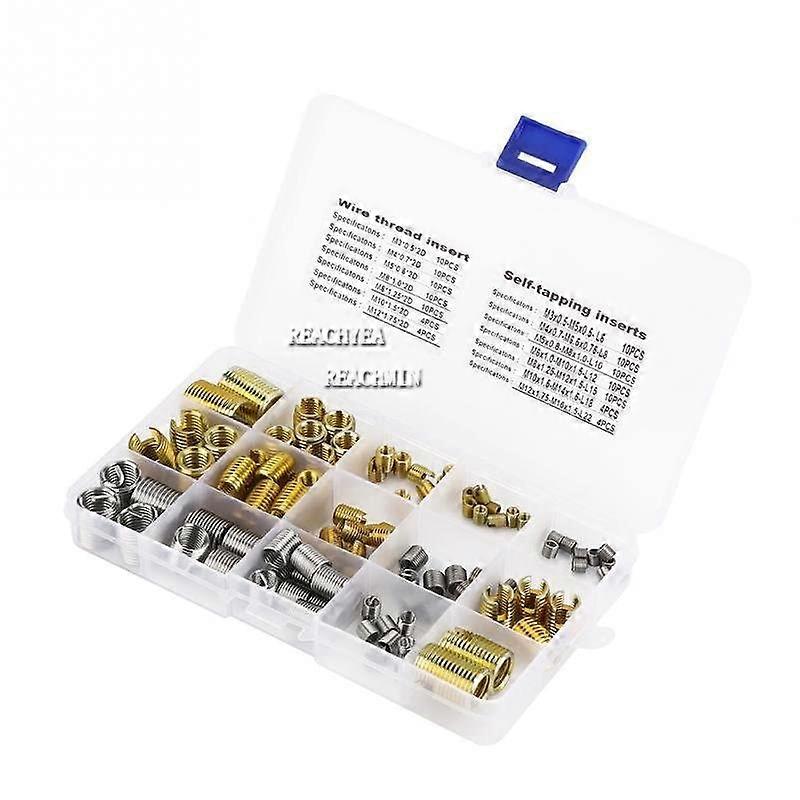 M3/M4/M5/M6/M8/M10/M12 Self-Tapping Thread Insert Repair Kit - 116Pcs Steel Wire Combination Set for Thread Repair
