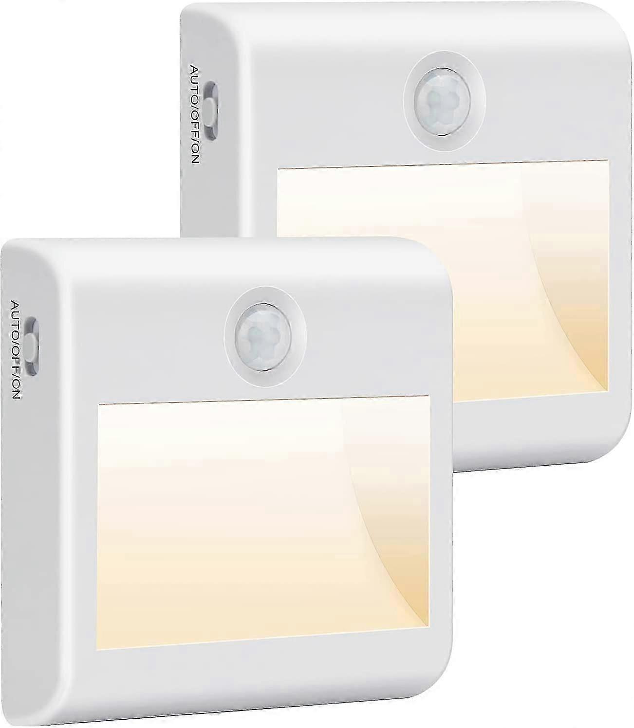 Battery Operated LED Night Light [2 Pack],with Motion Sensor,AUTO/ON/OFF,4000K Warm White[Energy Class A]