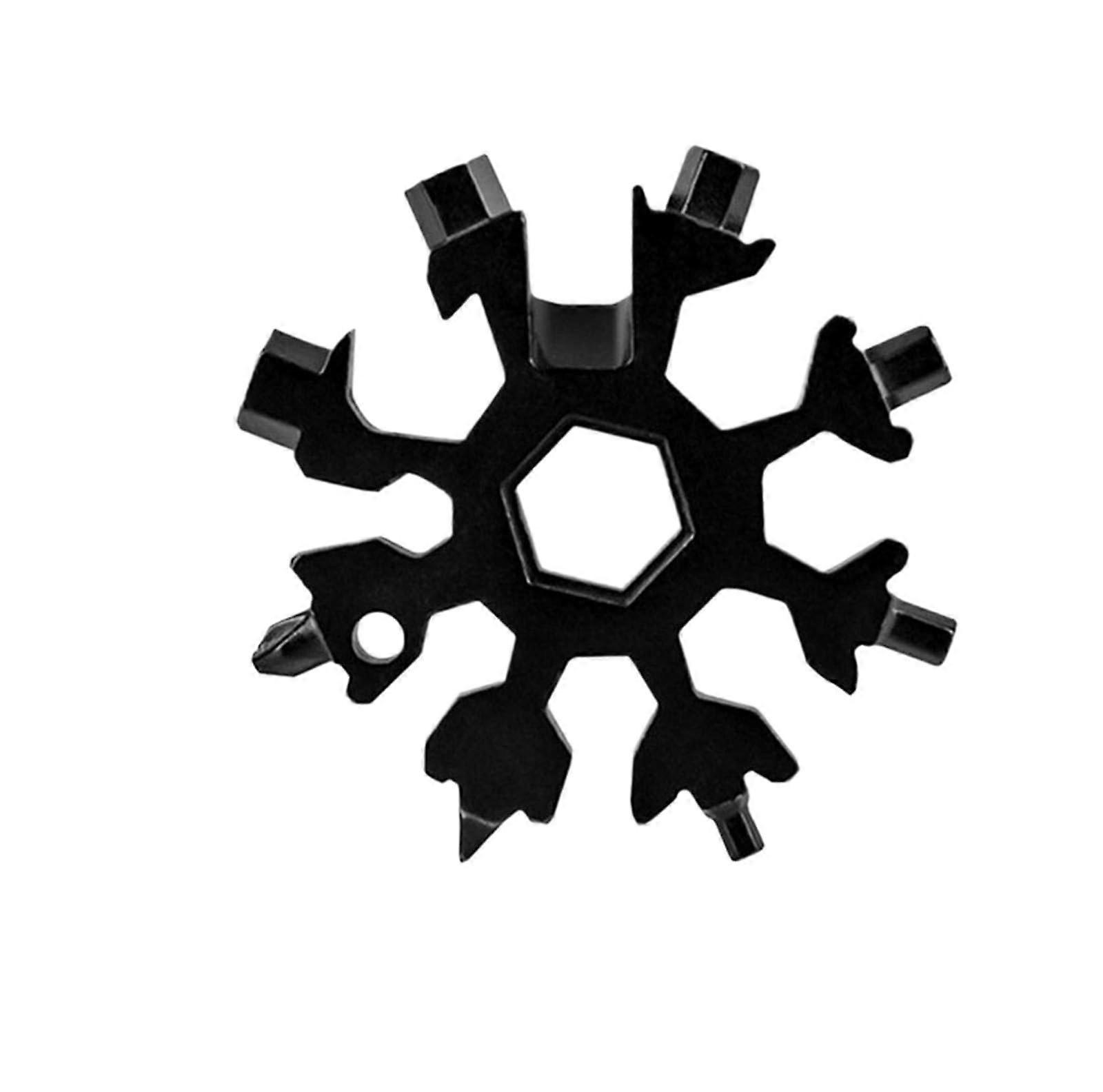 18 In 1 Snowflake Multitool Key Ring Spanner Hex Wrench Black Outdoor Hexagon Sneeuwvlok Multitool Wrenches