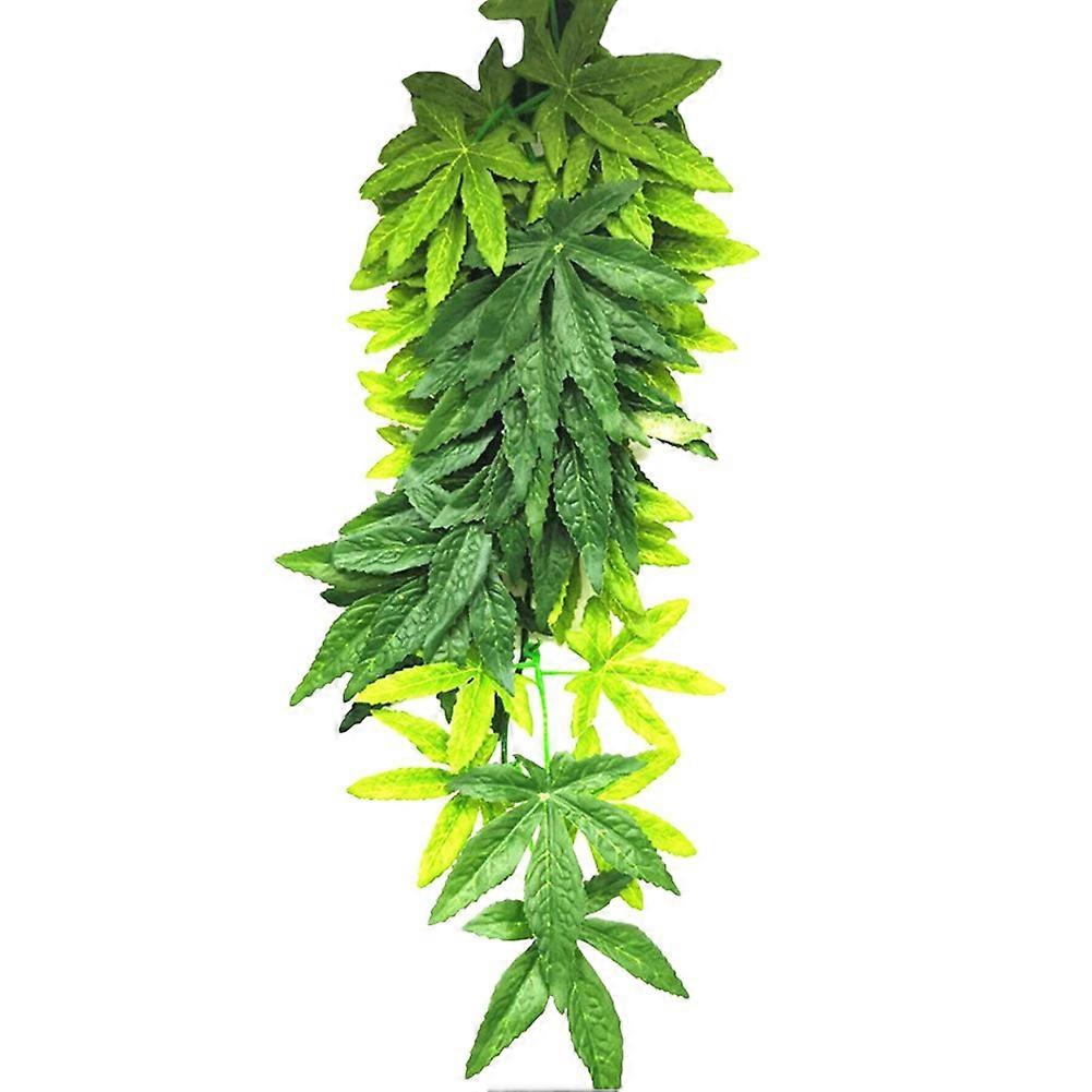 Reptile Plants Box Wall Hanging Vine Decoration Bamboo Leaves Green Terrarium Accessories 12 Inch