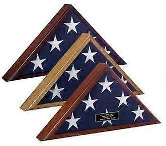 Flag Display Case American Made, Cherry Wood 5x9 Foot Flag Holder with Glass Front, Wall-Mounted or Tabletop Display