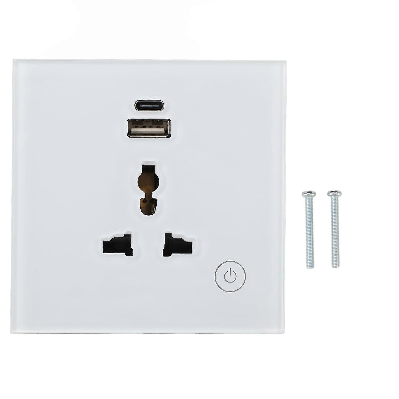 WiFi Smart Wall Socket: Control with Tuya App, USB-C Ports, Backlit Switch, Family Sharing