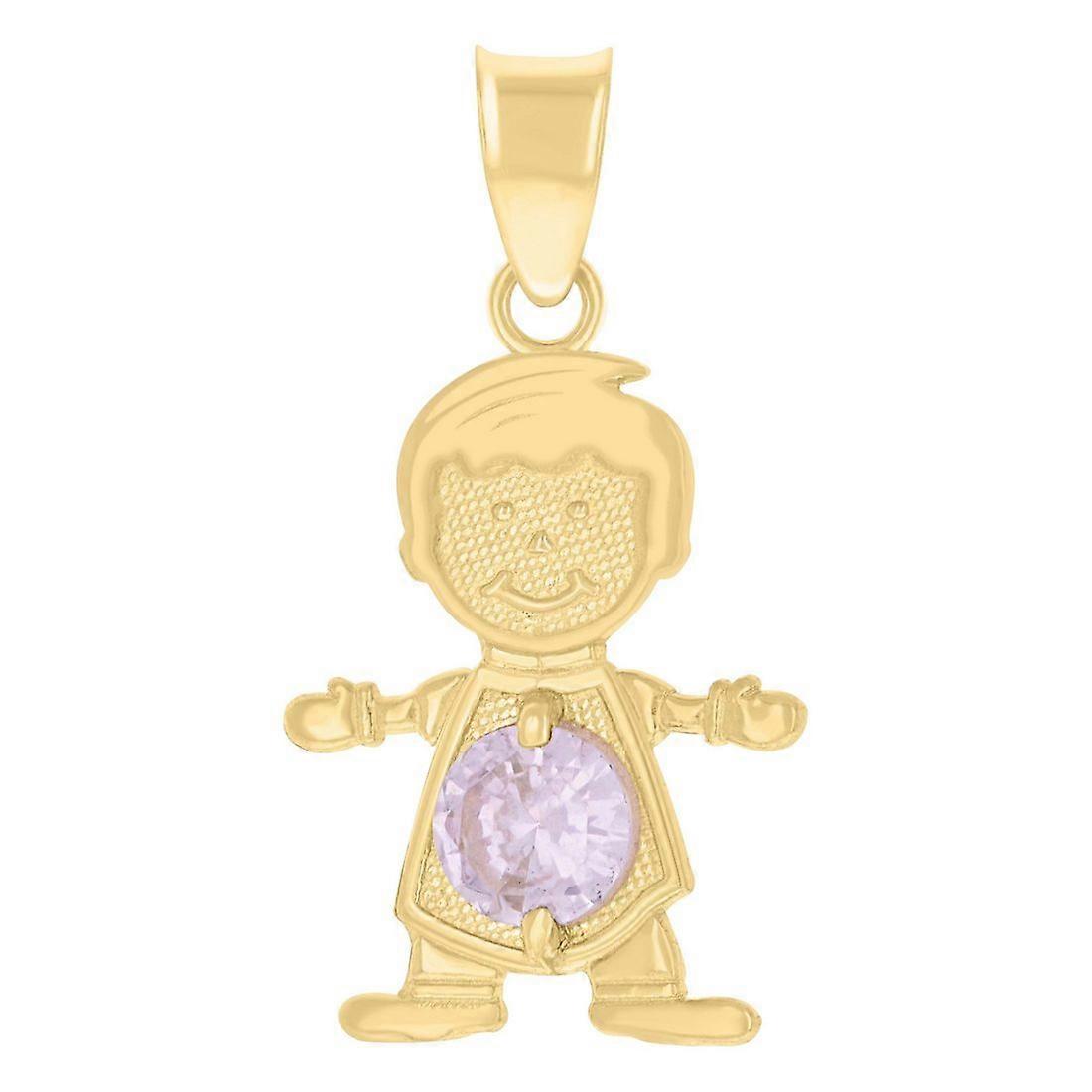 10k Yellow Gold Mens Purple Cubic Zirconia Charm Pendant 19.9x11.6mm Wide Necklace for Men