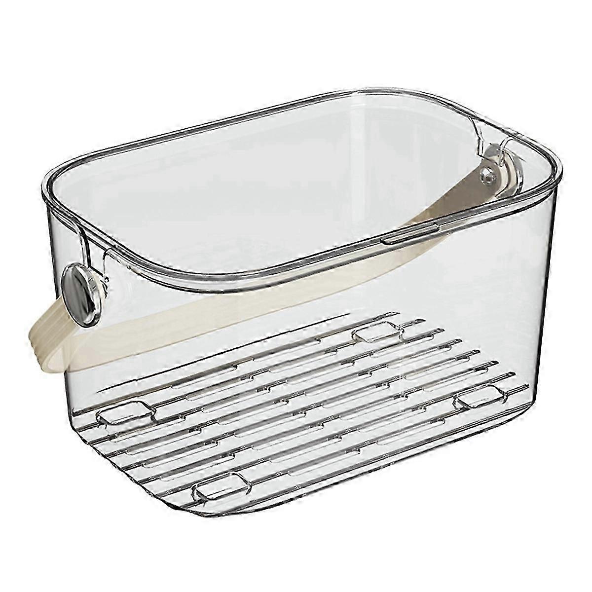 Large Transparent Plastic Bath Storage Basket with Lid and Hollow Bottom for Bathroom Organization