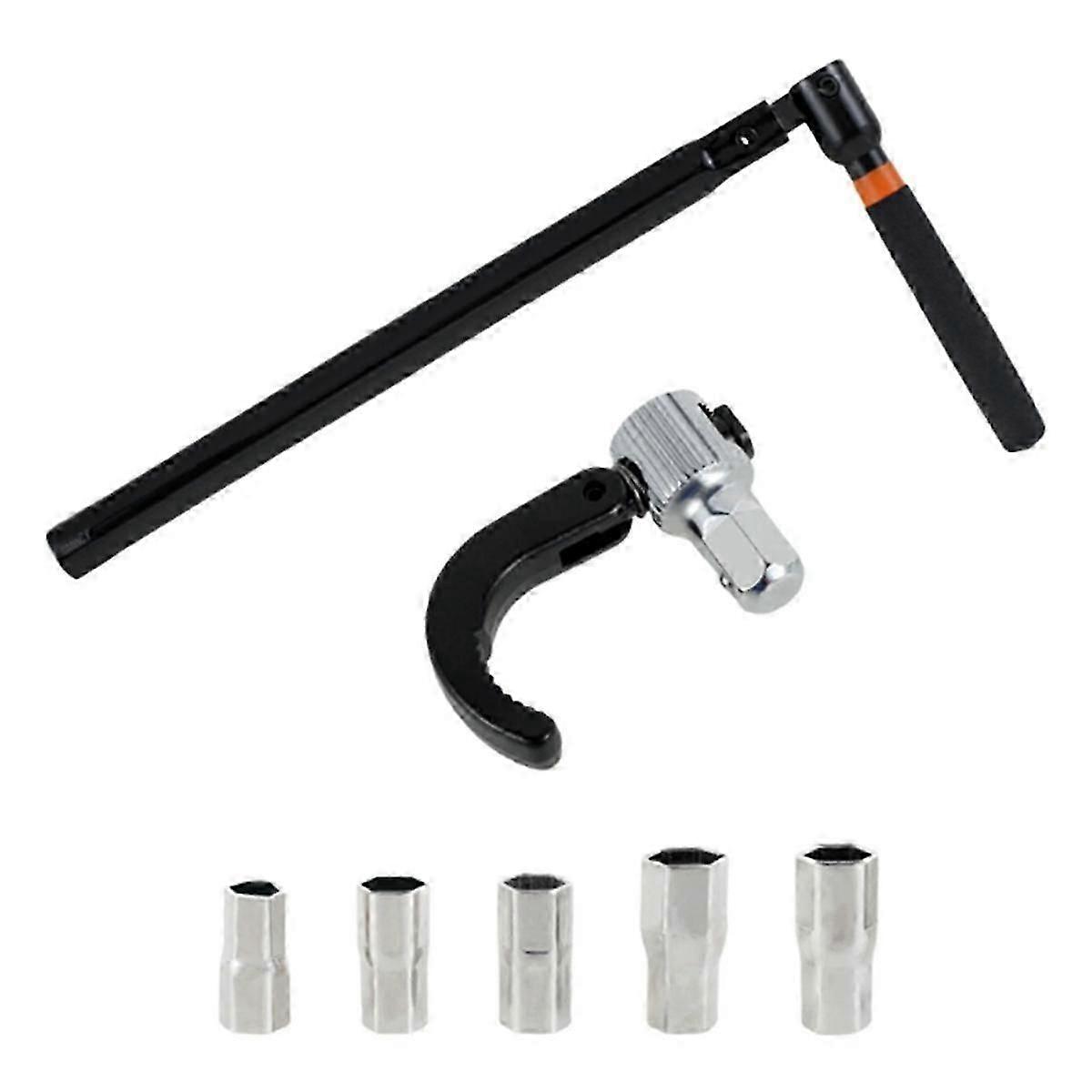 Faucet Wrench Carbon Steel Plumber Socket Wrench with 5 Sockets and 1 Chuck Tap Back Nut Wrench Kit
