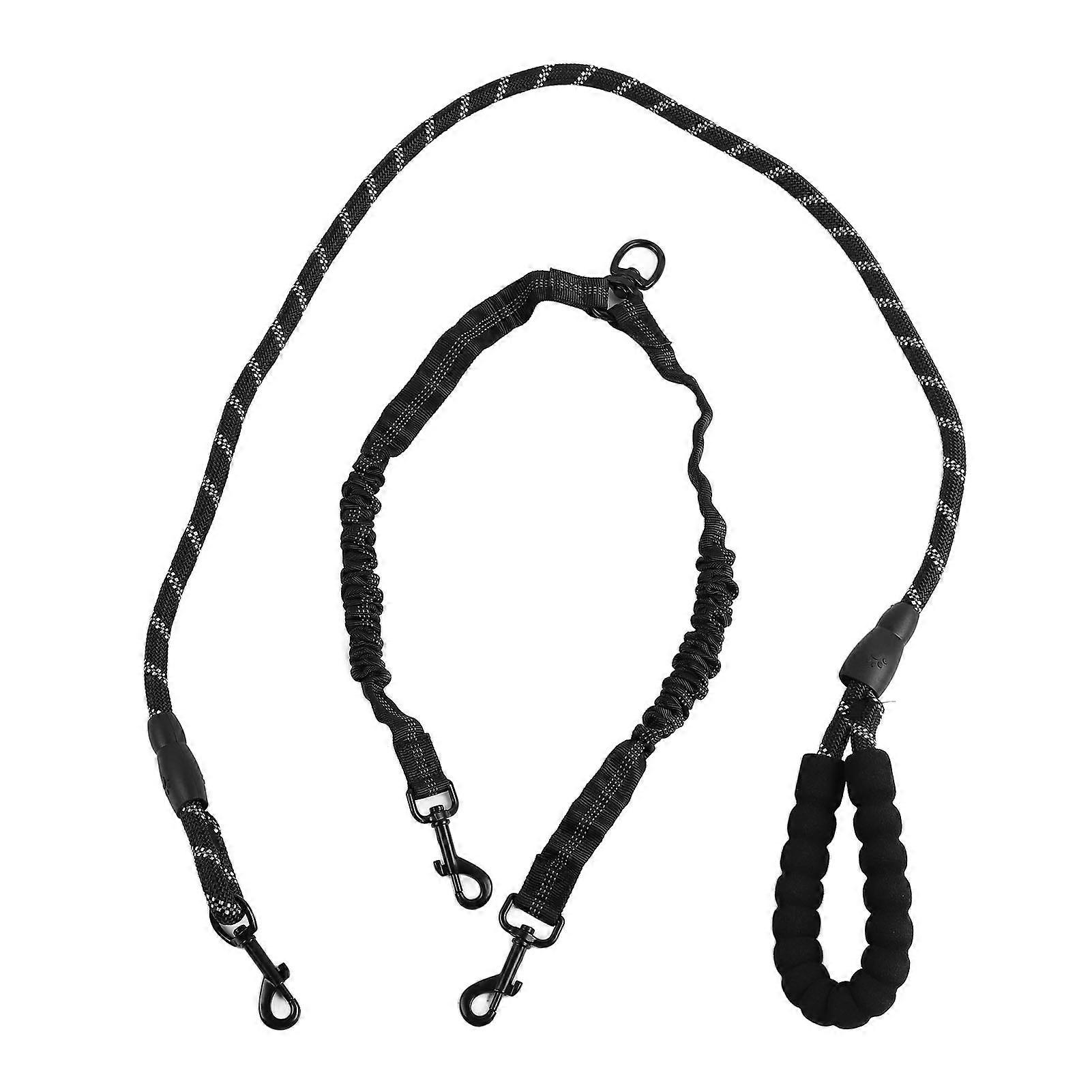 Double Dog Leashes 1 2 360 Degree Prevent Tangle Stretchable High Elasticity Reflective Dual Leash for Dogs Puppy