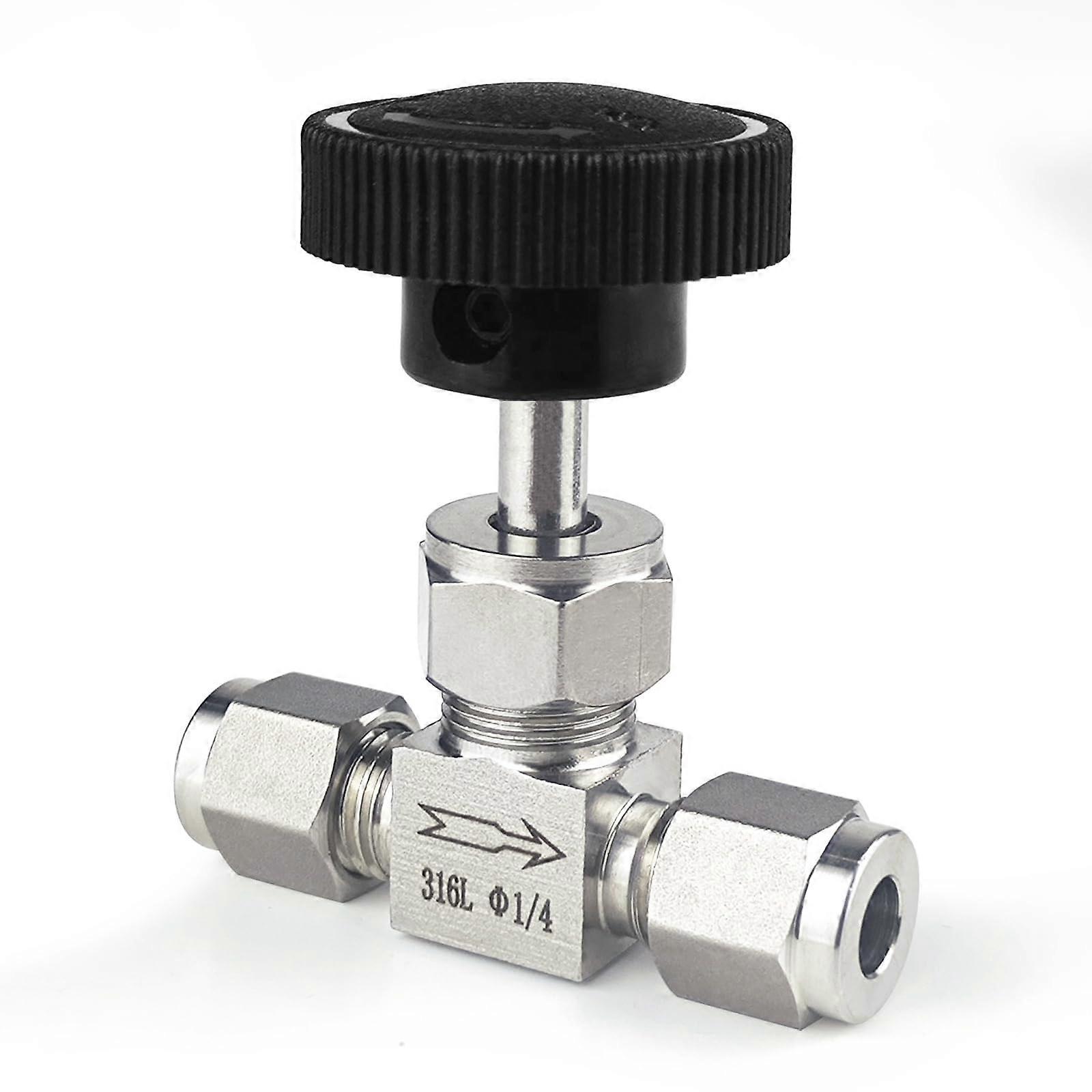 1 Piece 1/4 Needle Valve, O.D.1/4 Inch Flow Control Valve, for Connecting Tubing, Control Fluid