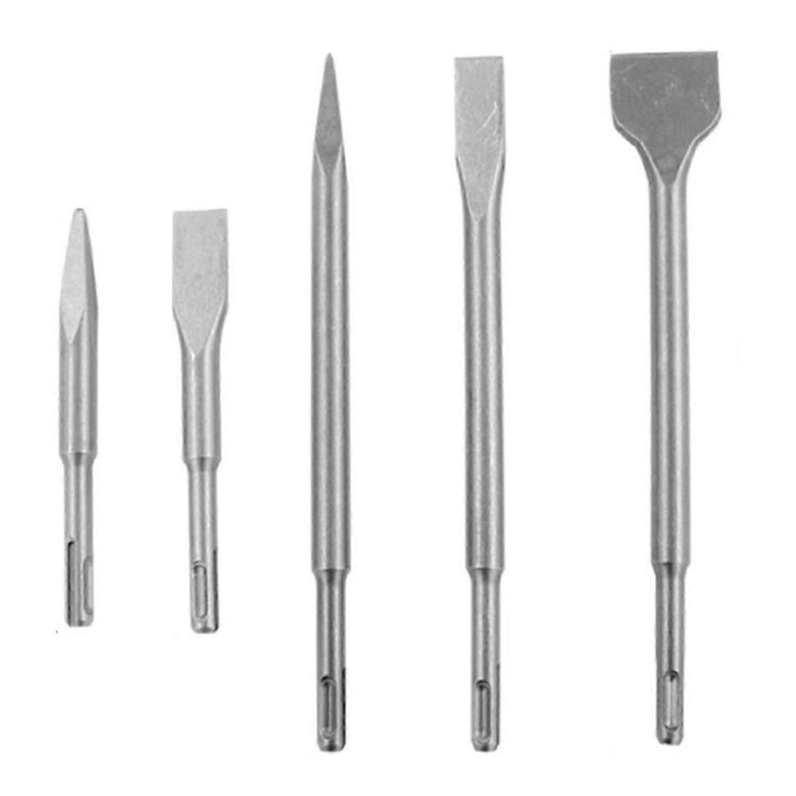 5Pcs Electric Hammer Chisel Bit Set Robust Practical Pointed Flat Chisel Round Shank Hammer Drill Bit Kit