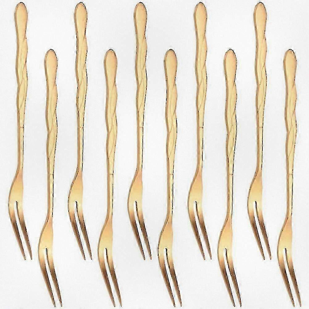 Set of 10 Stainless Steel Forks for Desserts, Fruits, Salads, and Cocktails �C Two-Pronged Dinner Forks