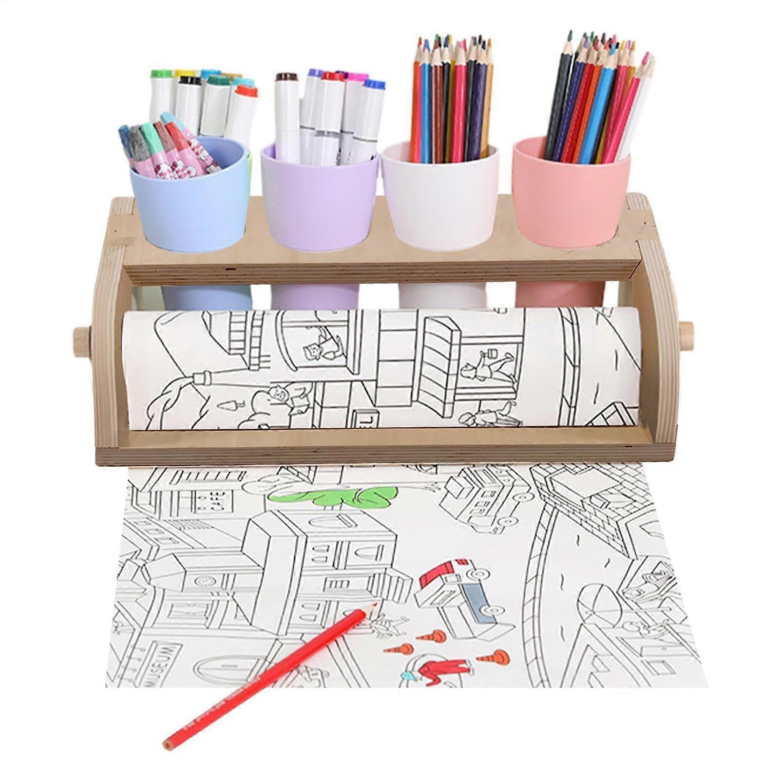 Drawing Paper Roll Dispenser with Pencil Holder Art Paper Roll for Kids