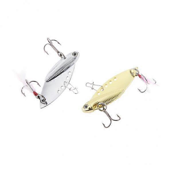 2x 2pcs Crankbaits Metal Fishing Lure Minnow Baits with Treble Hooks