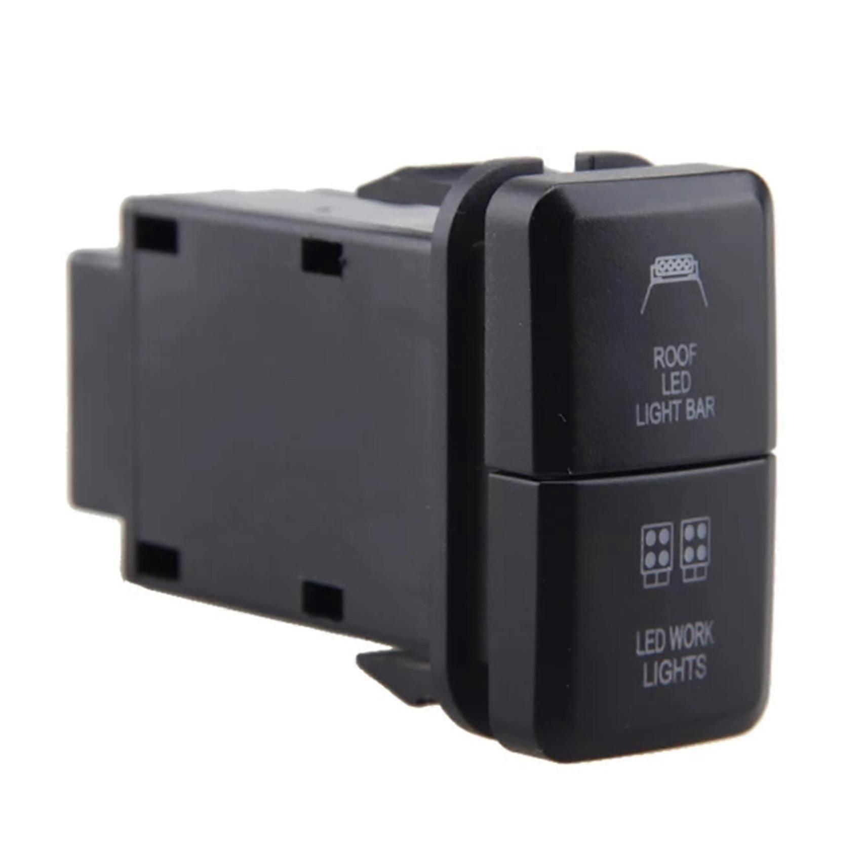 12V Car Dual LED Light Bar Blue/Green On-Off Push Switch Button for Toyota Prado Reiz Hilux Landcru