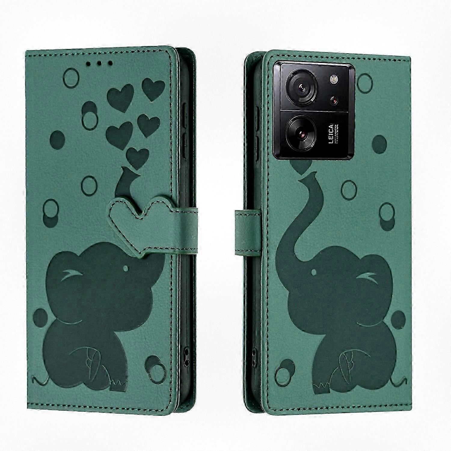 Elephant-Embossed Leather Case Suitable for a Certain Brand 13T / 13T Pro - Stylish Protection Accessory