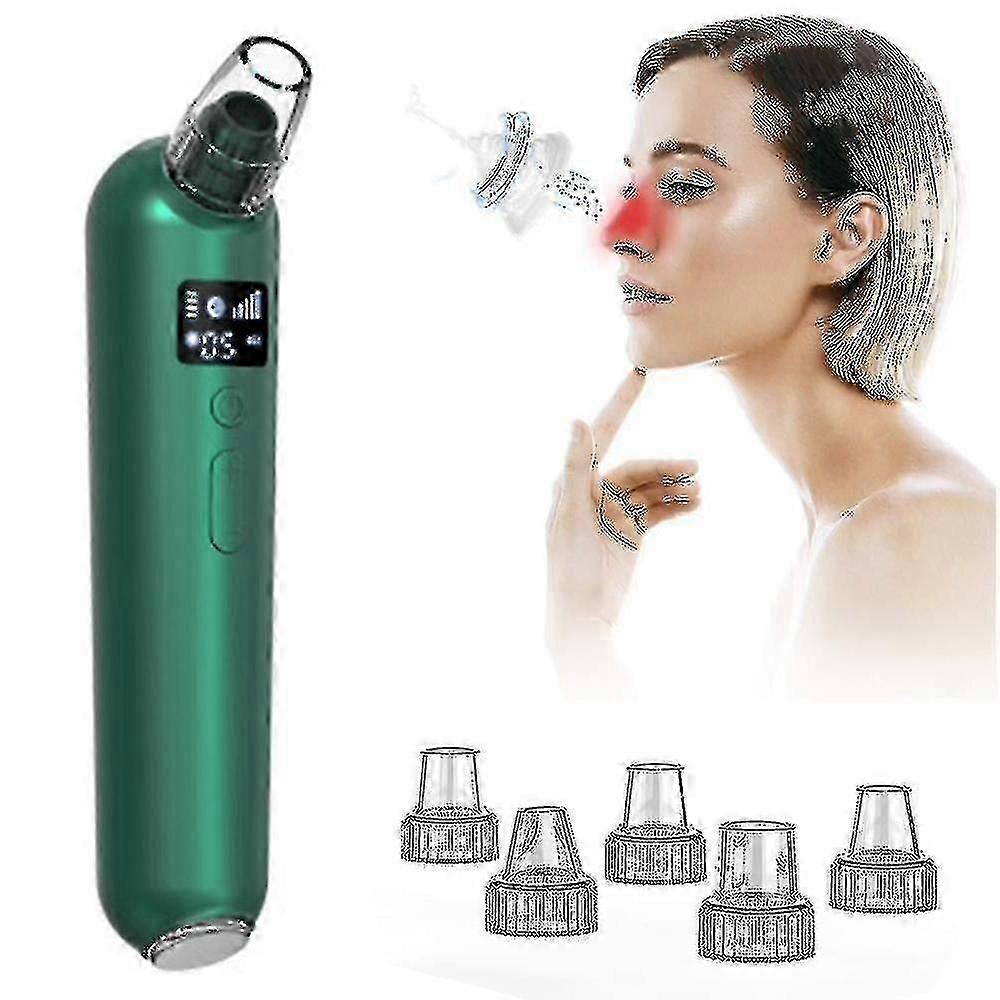 Blackhead Removal Instrument 5 Replaceable Pore Suction Cups Adjustable Green