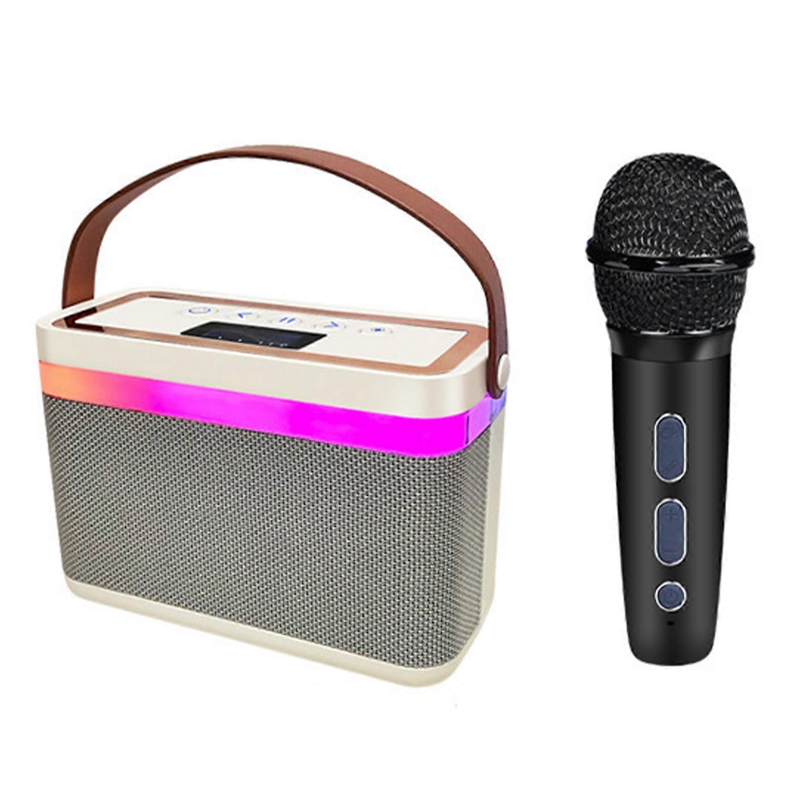 Wireless Bluetooth-compatible Speaker with Handheld Microphone BLE5.3 Cool Light Effects for Live and Public Speaking
