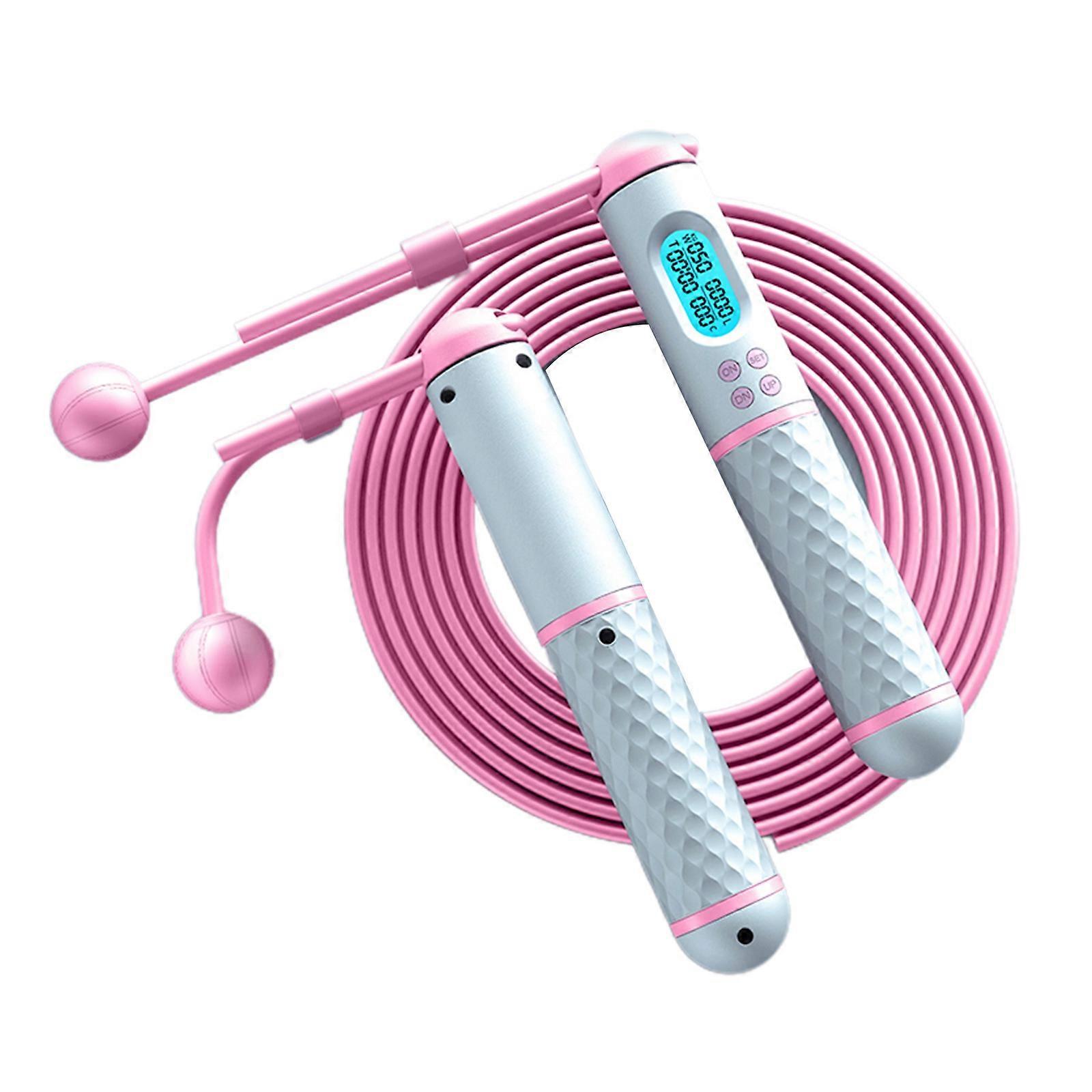 Skipping Rope 2 in 1 for Smart Jump Rope Digital Counter with Non-slip Handle Intelligent Speed Rope for Gym Fitness S White powder