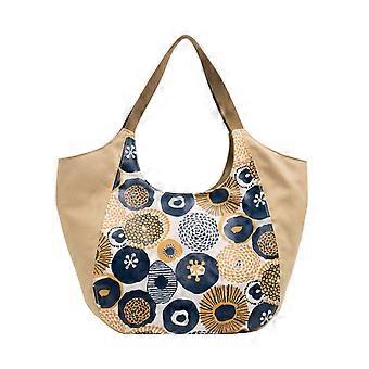 Womens Shopping Bags Large Capacity Shoulder Bag Ladies Casual Handbag Flower Print Tote Bag Korean Style Canvas Bag  Khaki