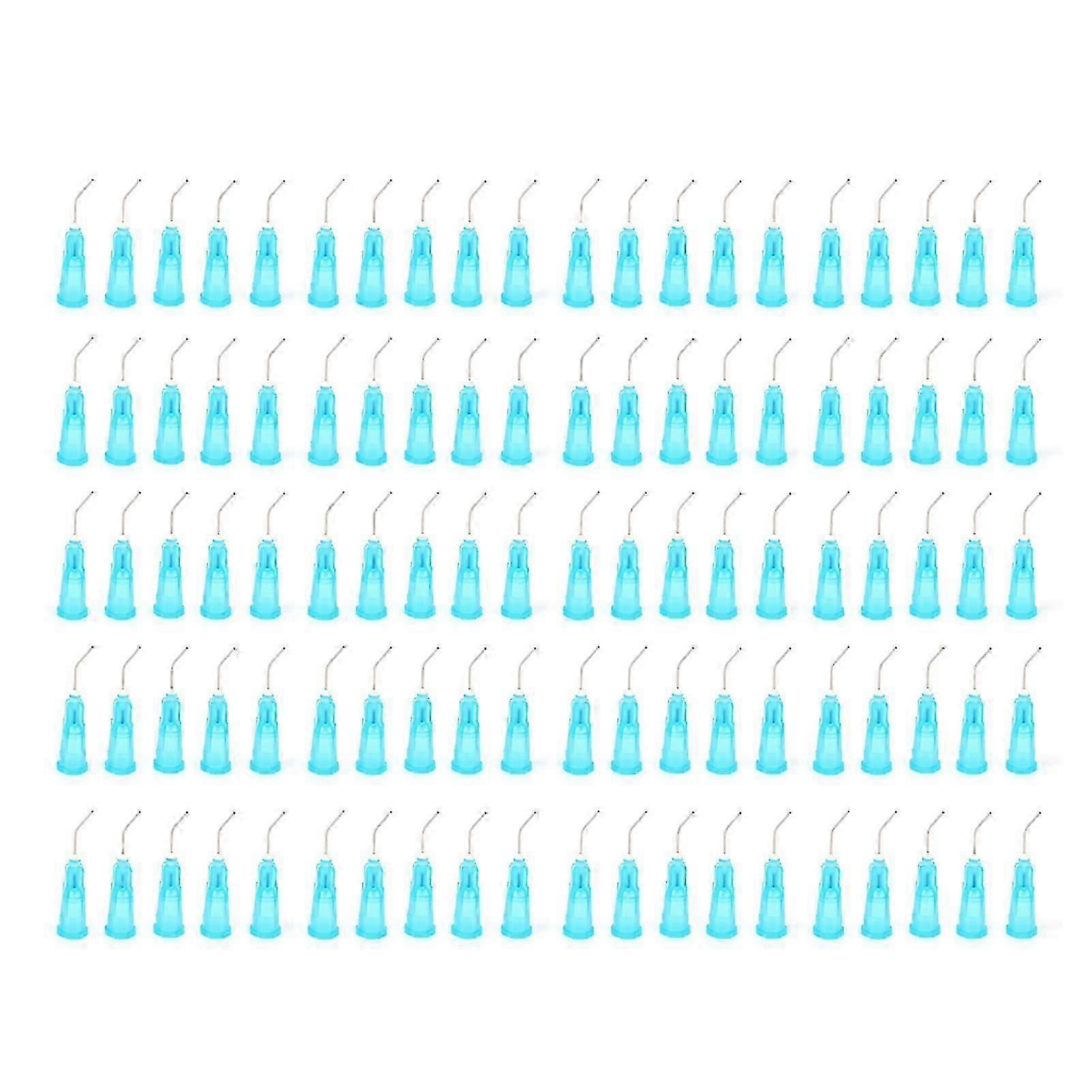 100pcs Disposable Dental Pre Bent Irrigation Needle Tips Dispensing Needle Tip Replacement Accessory Blue