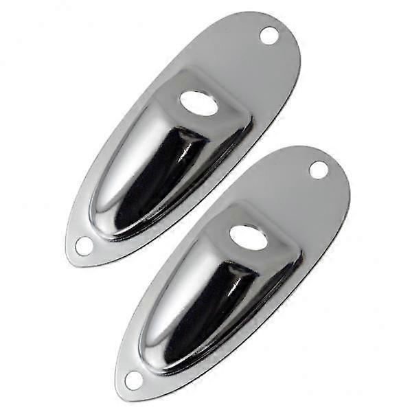 2x 2Pc Electric Guitar Output Input Plates Socket Plate for ST SQ Silver