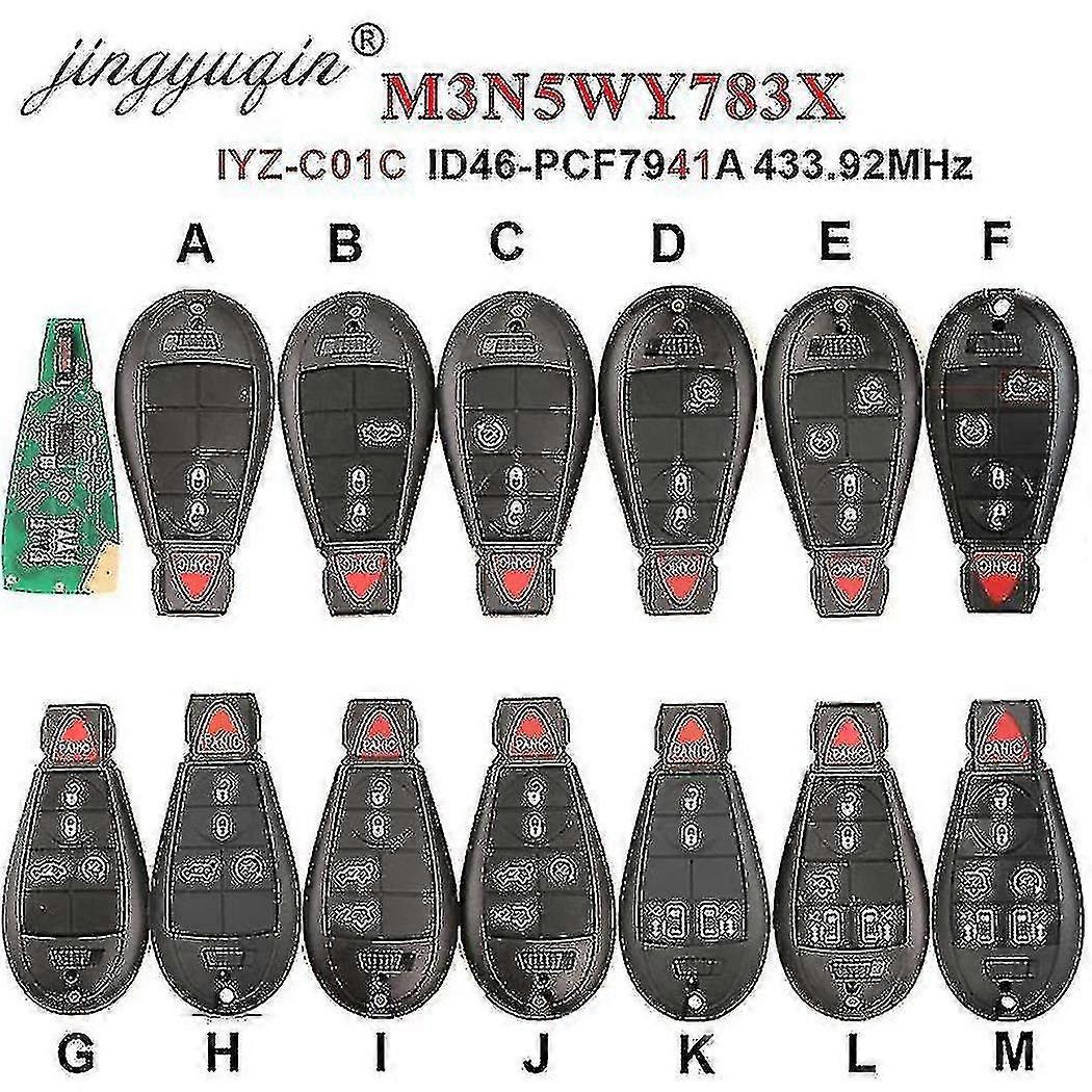 クライスラータウンカントリージープグランドチェロキーダッジキャラバンジャーニーIYZ-C01Cキーブランクボード用433MHz 7941リモートキーフォブM3N5WY783X
