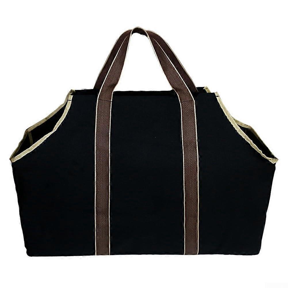 Wearresistant canvas log holder with comfortable handles for easy outdoor use in black.