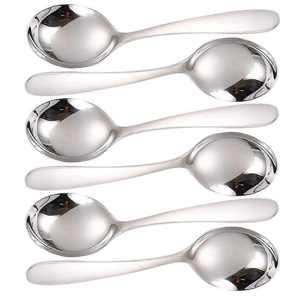 Soup Spoons for Kids, Stainless Steel Tablespoons Set, Medium Size, Classic Design, 6 Pieces for Home and Restaurant Use