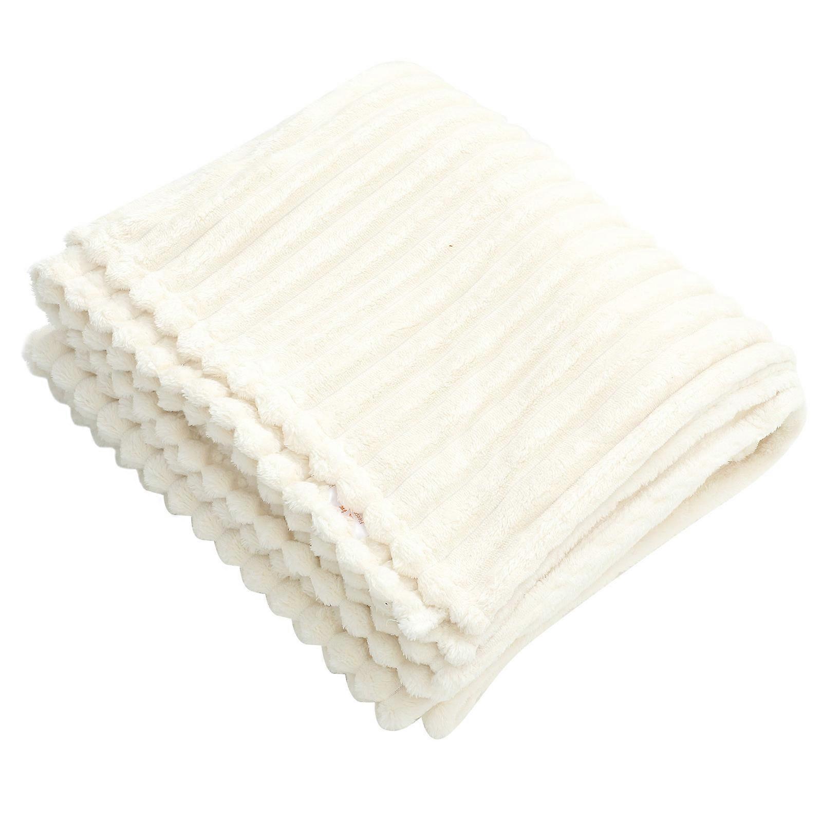 Soft Blanket Large Fuzzy Blanket Warmth -Conditioned Rooms 200x180cm White Polyester 1Pcs