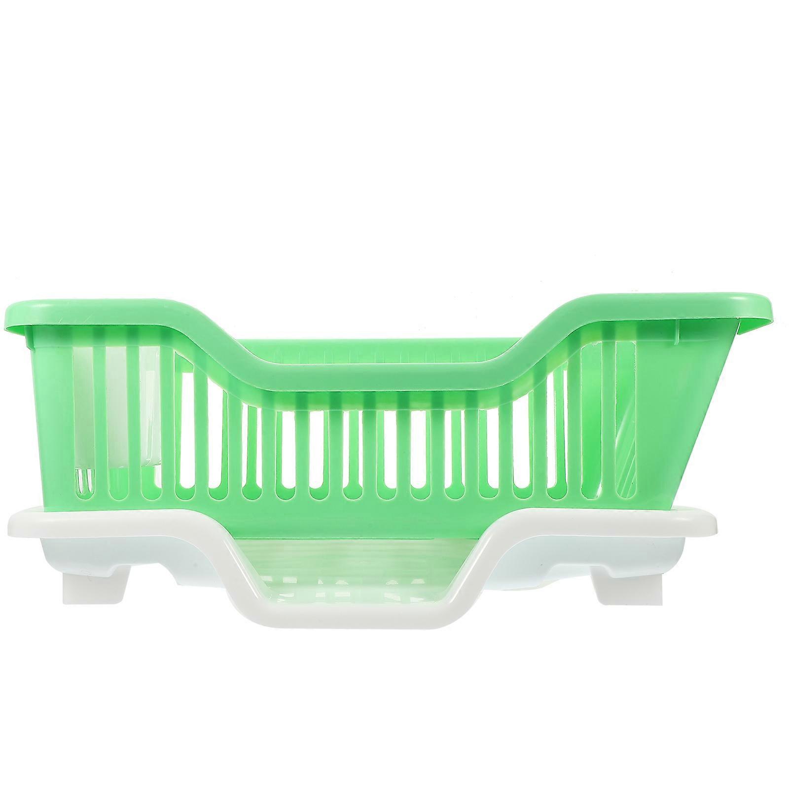 Draining Basket Kitchen Table Dishes Drainage Basket Cutlery Storage Rectangular Green 17.3X9.1X5.5in Water Filtering 1Set