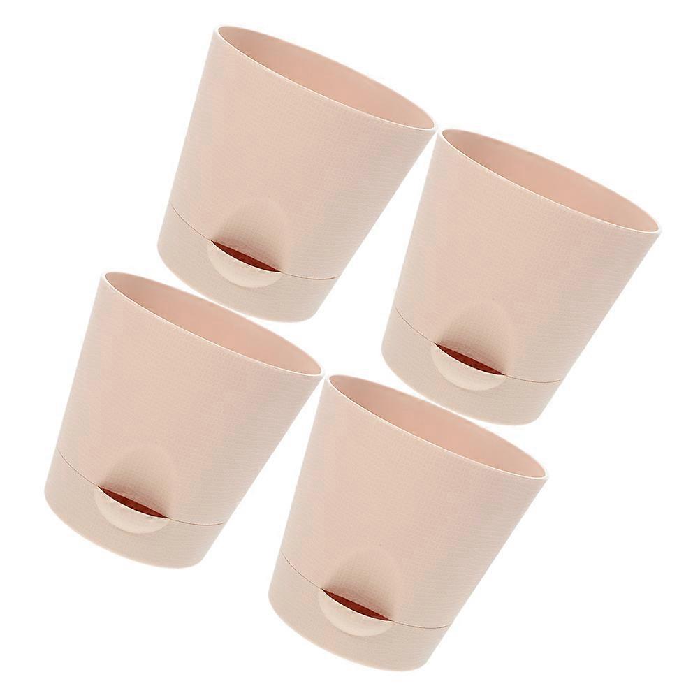 Self Watering Flower Pots Planter Pink Round Space Indoor Use 4 Sets