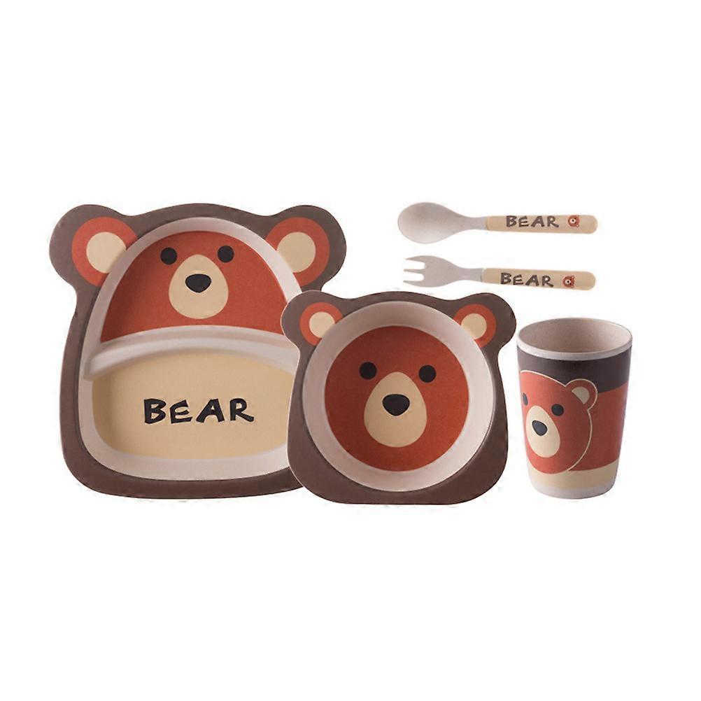 Baby Feeding Plate Childrens Tableware Cartoon Design For Mealtime Portable 21X20.5CM Tear-Resistant 1Set