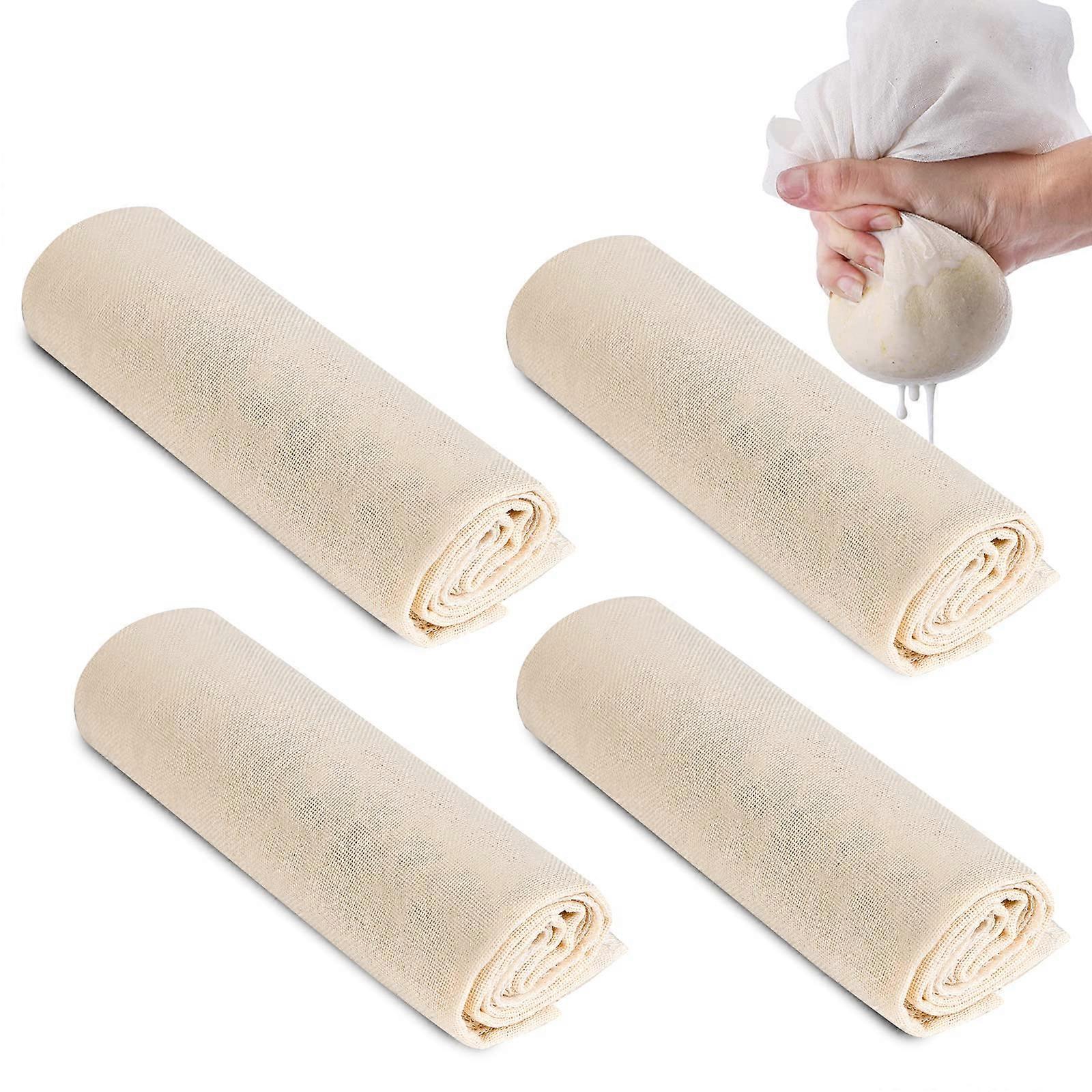 Straining Cloth Cheese Cloths - Pack of 4 Reusable Pure Cotton Filter Cloths, 70 cm x 70 cm for Cooking, Cheese Making, and Baking