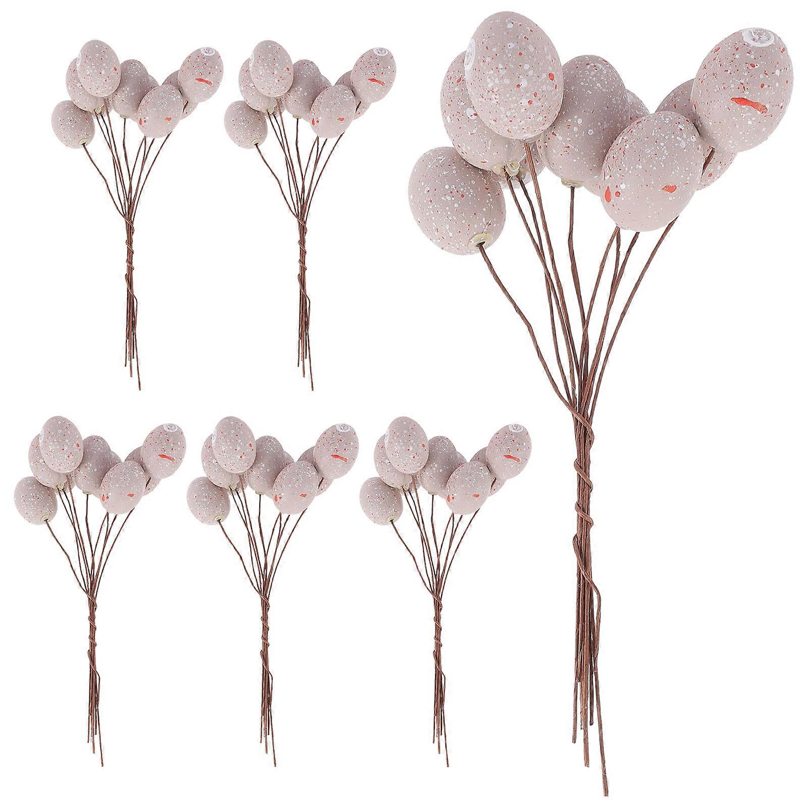 Artificial Easter Egg Stems Party Decoration Plastic 14.5x7cm Photo Prop 6Pcs