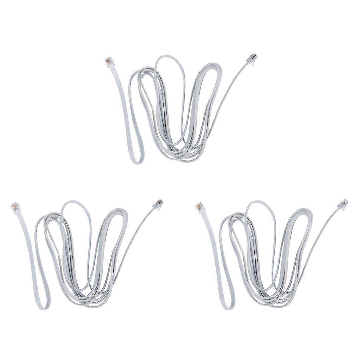 6P6C RJ11 Telephone Extension Fax Modem Cable Line 9.8Ft Length White