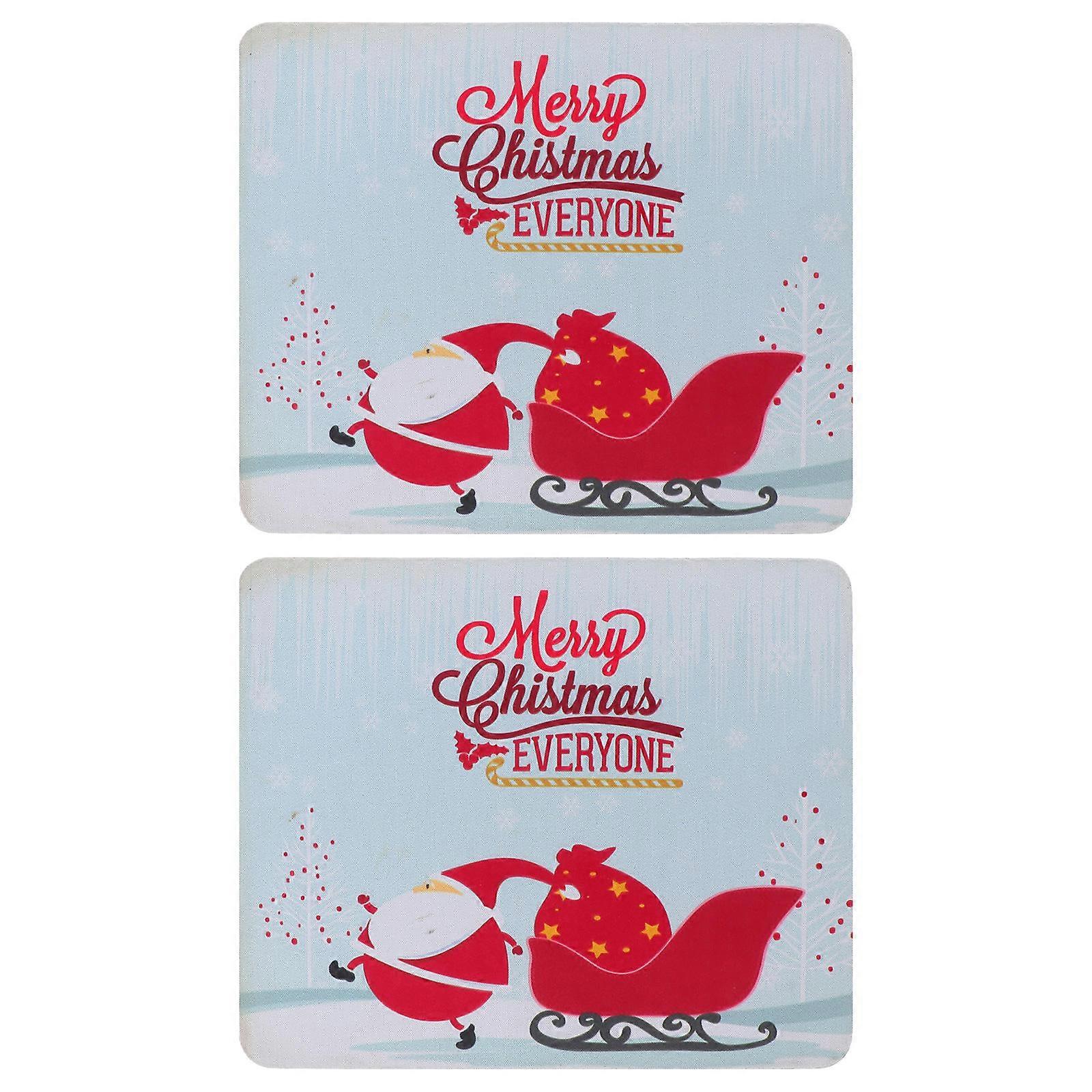 Funny And Cute Mouse Pad Non-Slip Santa Claus Pattern Festive Rubber Desktop Mousepad Sky-Blue 30X25X0.2Cm 2Pcs