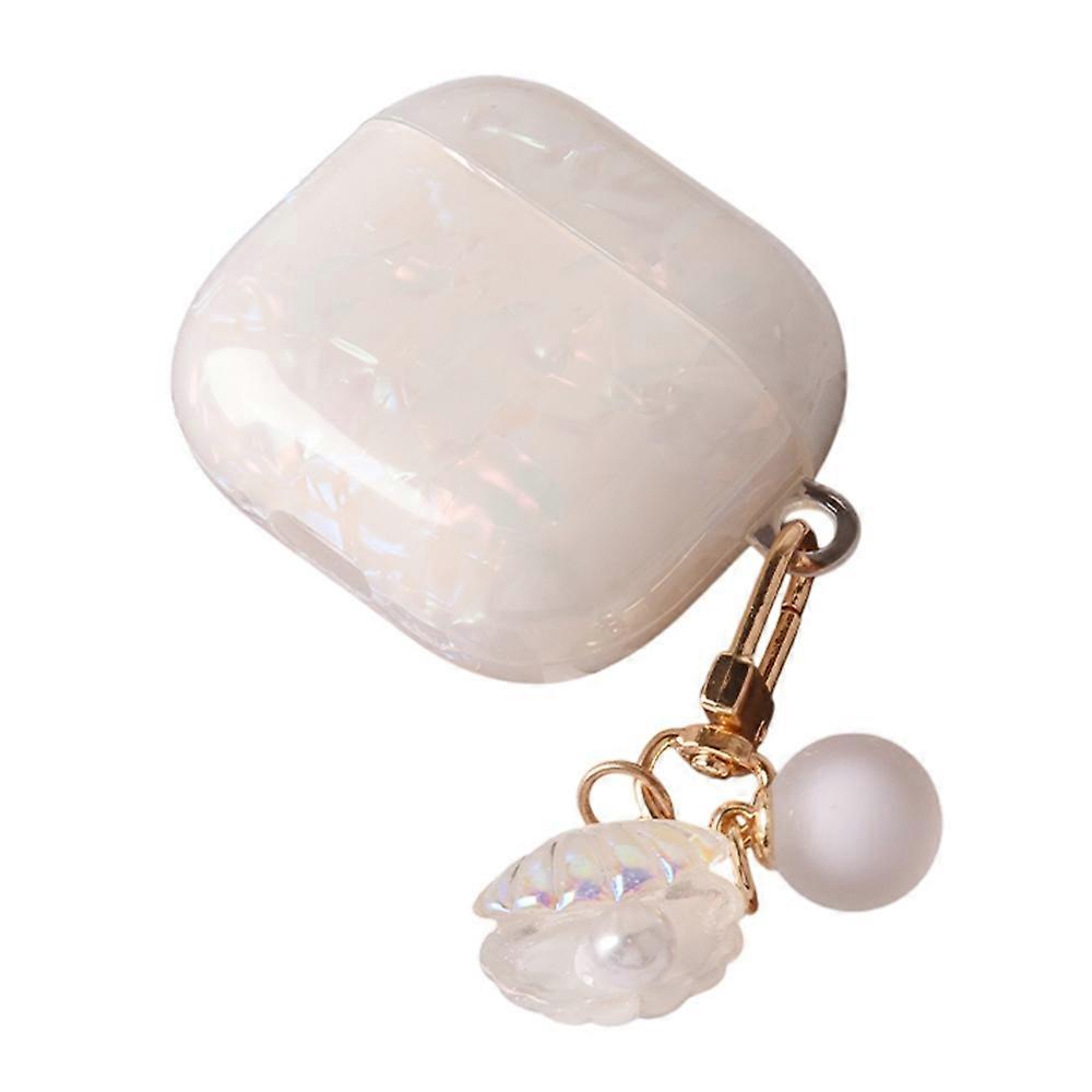 For Apple AirPods 3 Protective Case TPU Earphone Cover with Pearl and Seashell-Shaped Charm