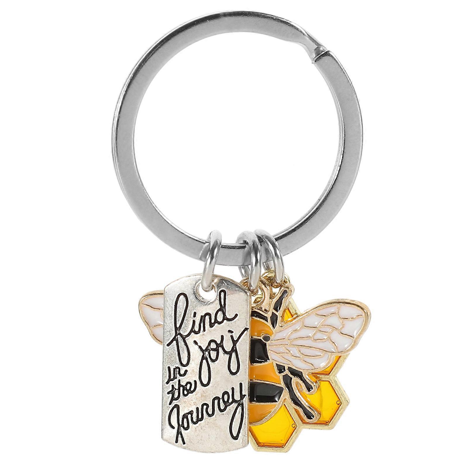 Honeycomb Keychain Bee Pendant Hexagonal Design Travel Accessory Multi 4.80X2.80X0.20CM 1Set