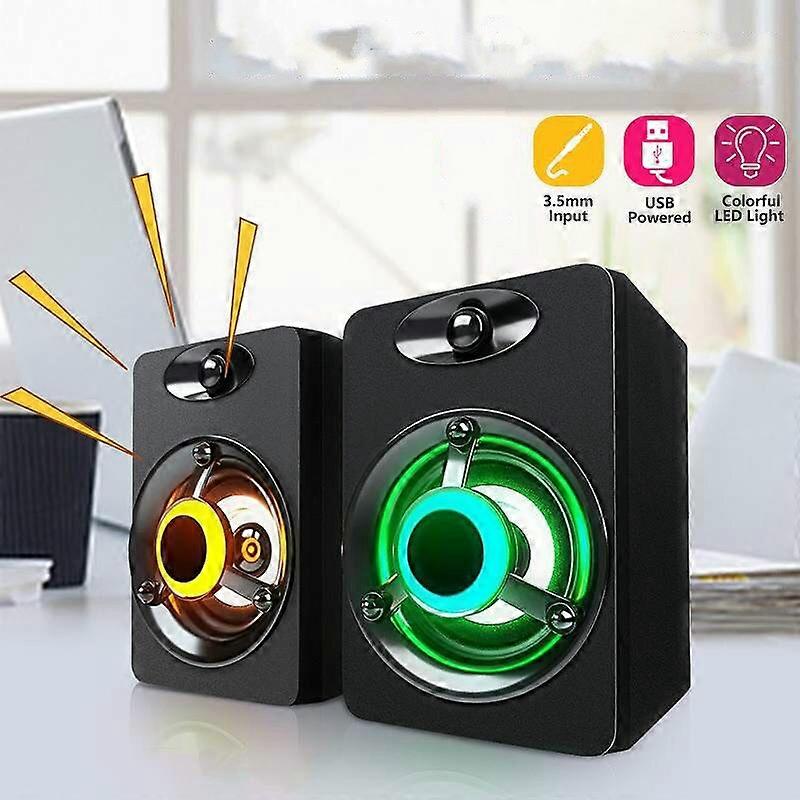 USB wired computer speakers, LED stereo subwoofer PC