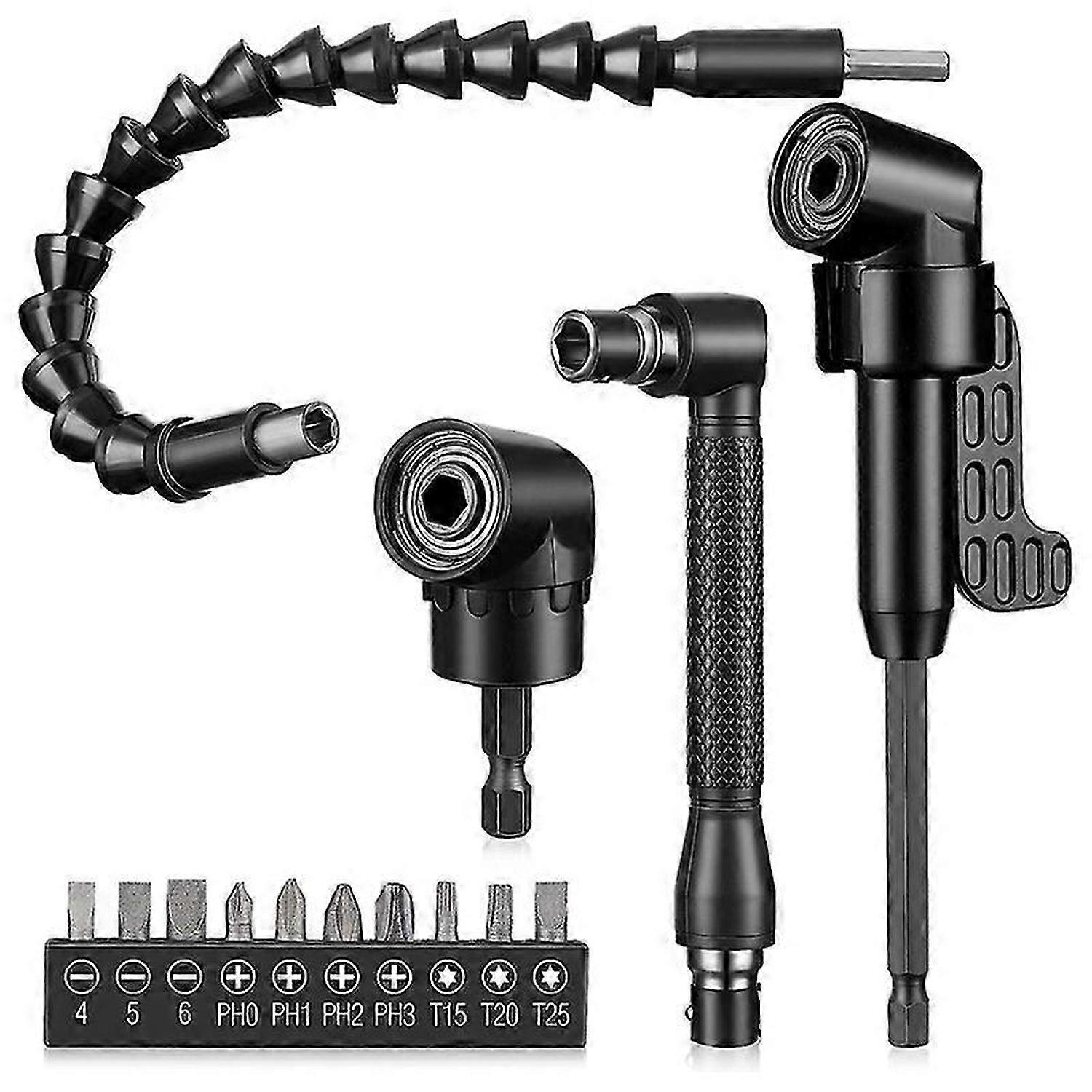 14 Pcs Flexible Drill Bit Extension Set 1/4 Inch Hex Bendable Drill Bit Extension 105 Right Angle Dr