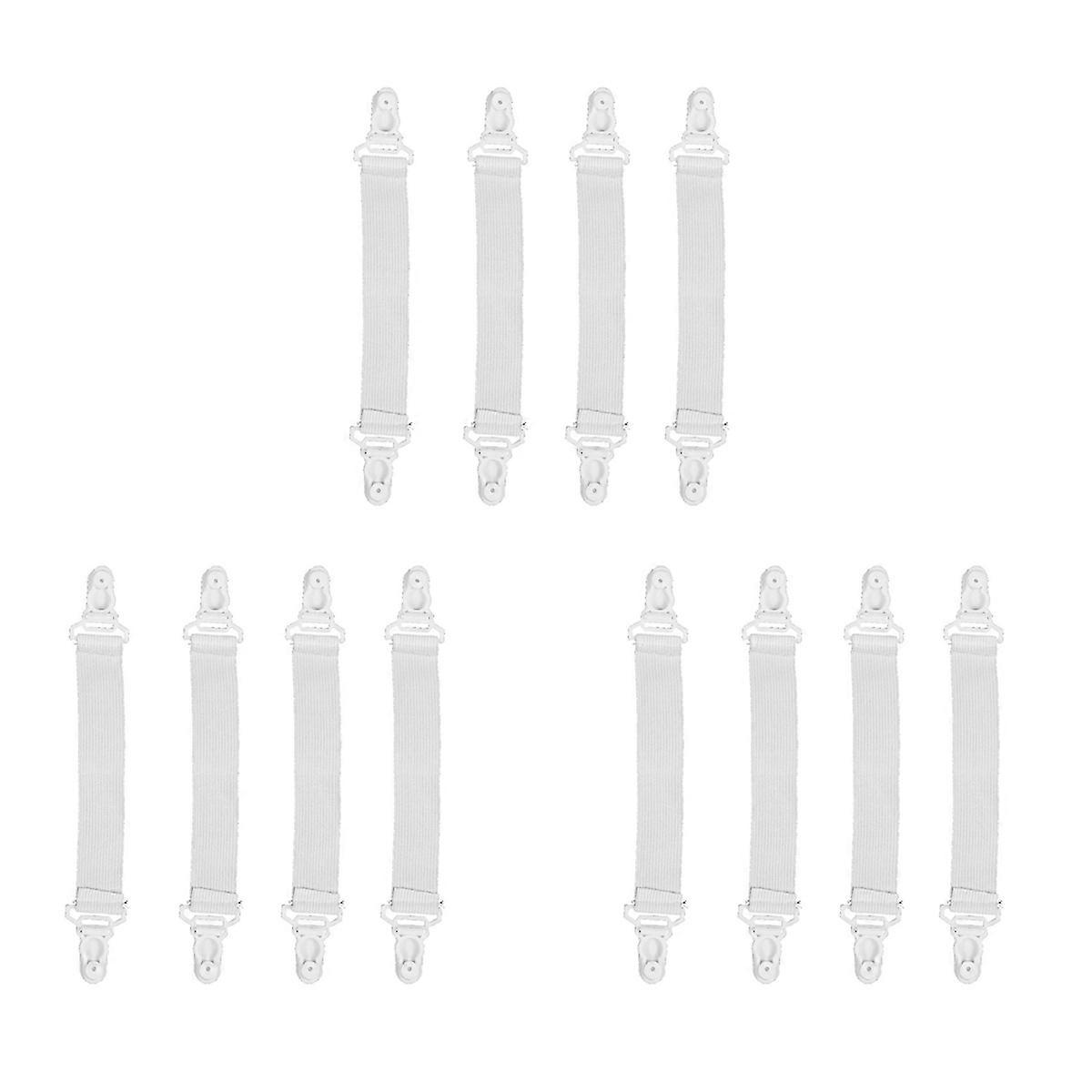 12 Pcs Home White Elastic Mattress Bed Sheet Grippers Clips