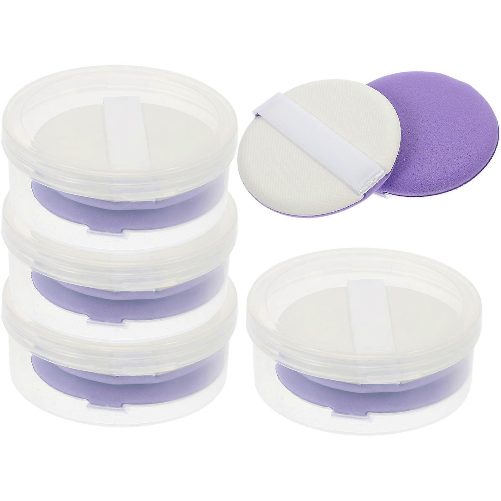 5 Sets Wet & Dry Powder Puff Makeup Sponge Face Cosmetic Blending Sponge Practical Powder Pad Applicator Purple Hydrophilic Non Latex
