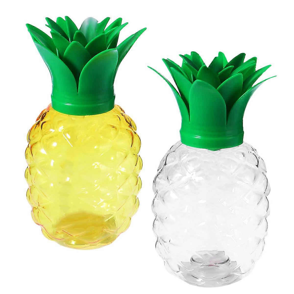 Plastic Luau Cups Pineapple Shaped Drink Cups Random Color 500ML 2Pcs