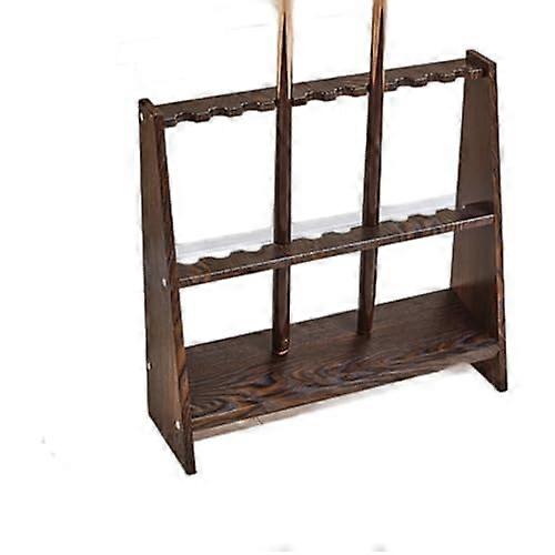 Billiard Cue Stand Wall Mount Holder with 10 Holes, Coffee Color Floor Stand for Pool Cues, Durable Design