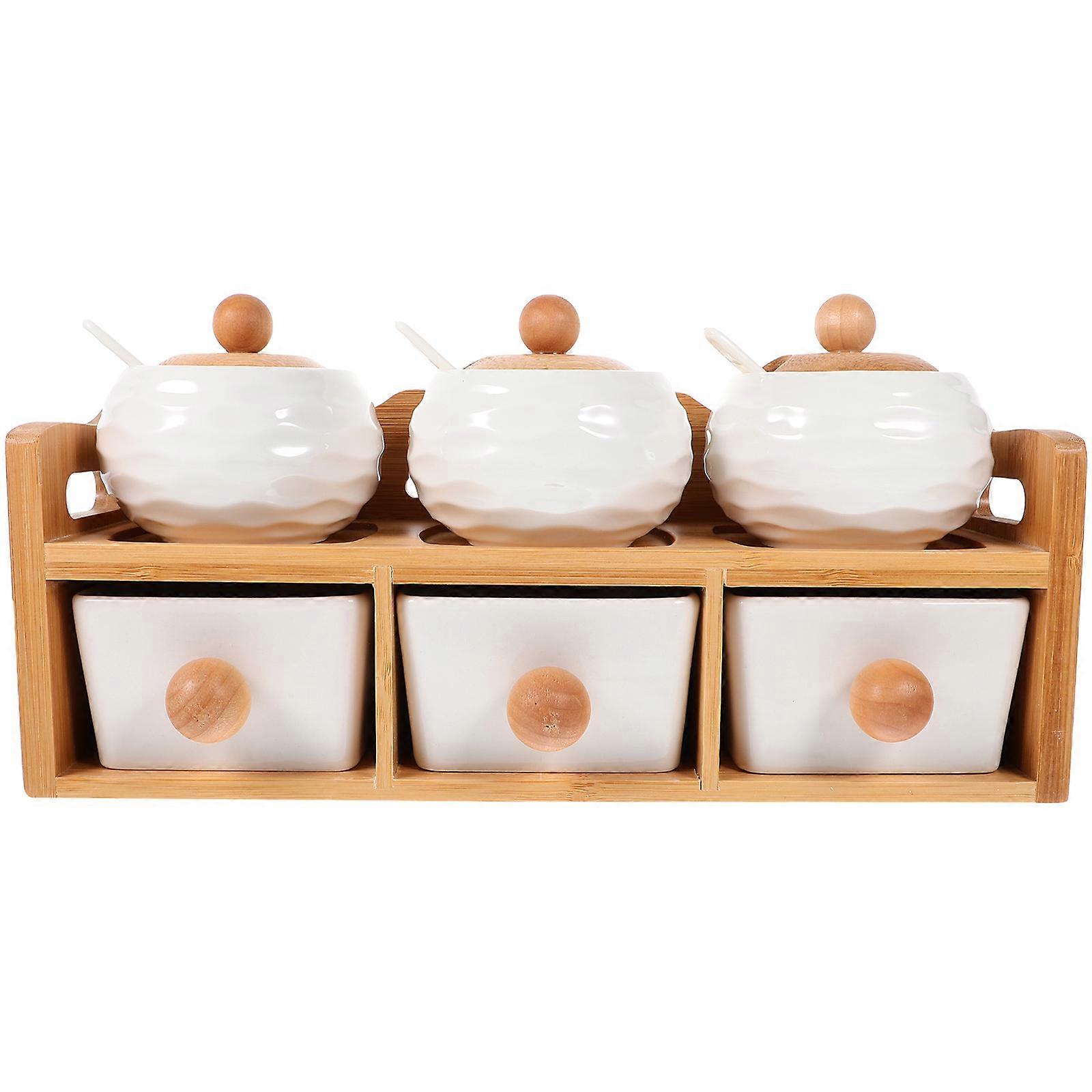 1 Set Ceramic Spice Jars for Kitchen Use Practical Storage Condiment Containers