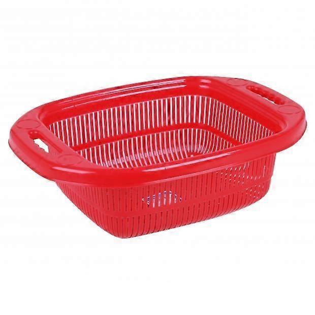 Red Rectangular Plastic Sieve - Efficient Kitchen Utensil for Cooking and Straining