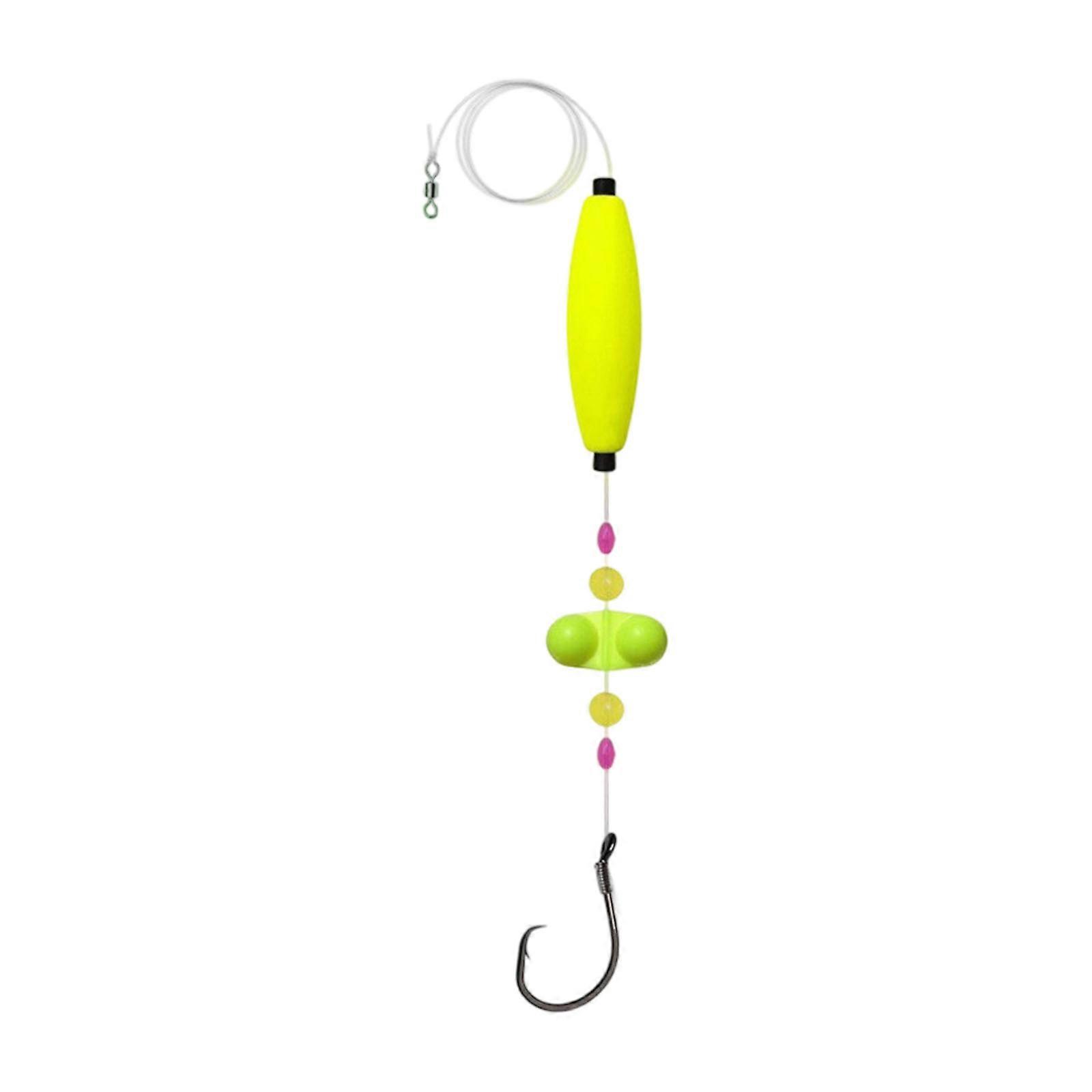 Float Baits Float Reusable Rattles Circle Hook Fishing Float and Bobbers Catfishes Rigs Fishing Accessories Easy to Use Yellow
